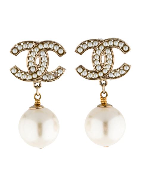 chanel pink gold earrings|Chanel pearl drop earrings price.